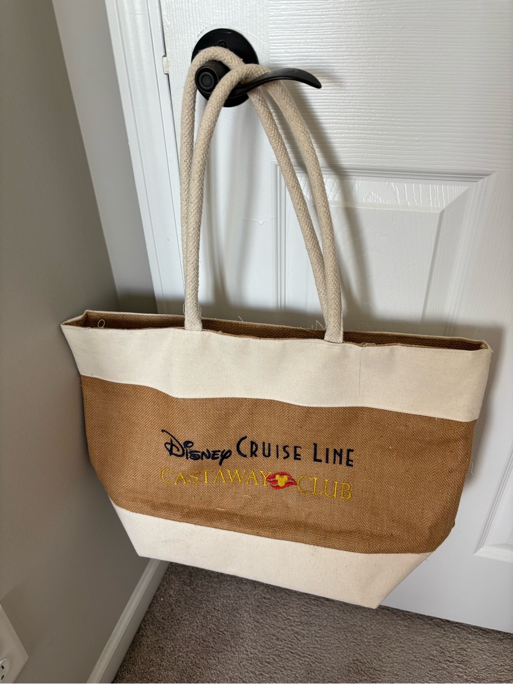 Disney Castaway Club Canvas Tote in Beige and Brown